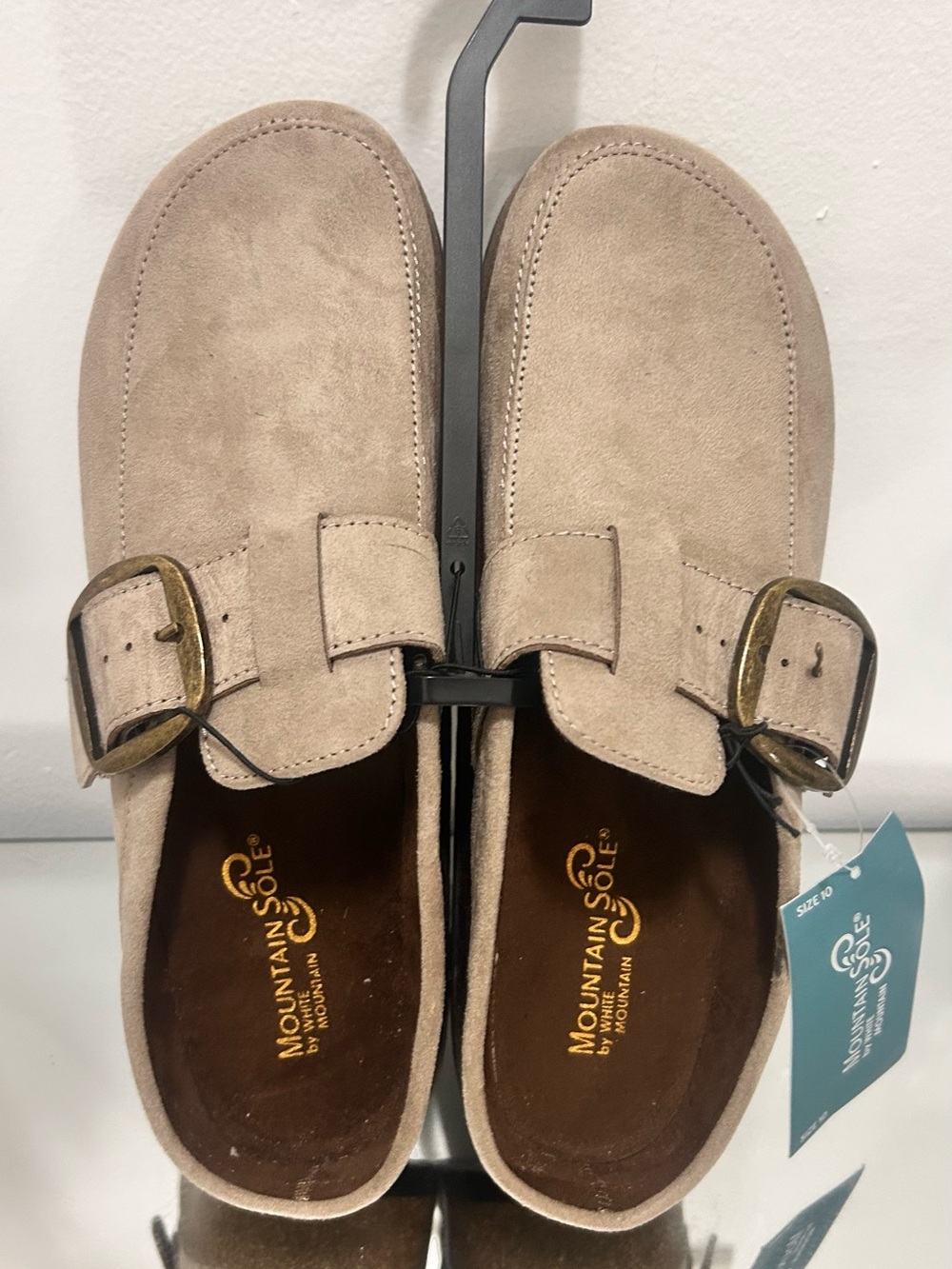 Mountain Sole Suede Clogs Mule Buckle Beige Size 10 Slip On Comfort Trend